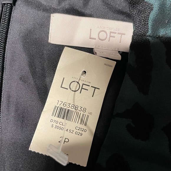 Emerald green black leopard a line cocktail event semi formal dress 2p loft nwt - Picture 7 of 9
